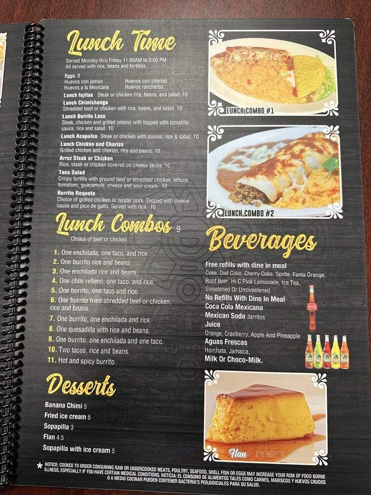 El Molino Mexican Resturant - Lafayette, IN menu_pic