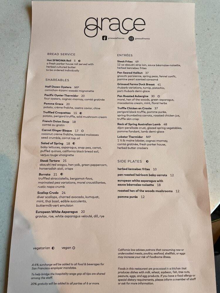Grace at SFMOMA - San Francisco, CA menu_pic