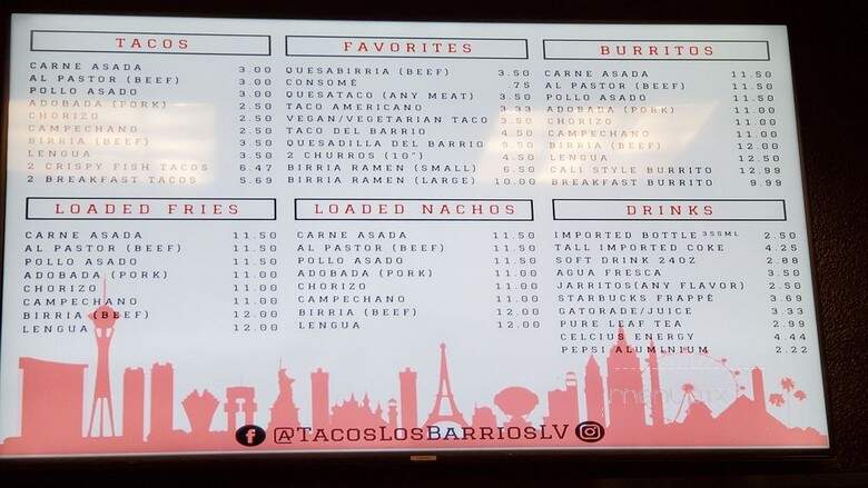 Tacos Los Barrios - Henderson, NV menu_pic