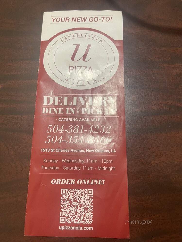 U Pizza - New Orleans, LA menu_pic