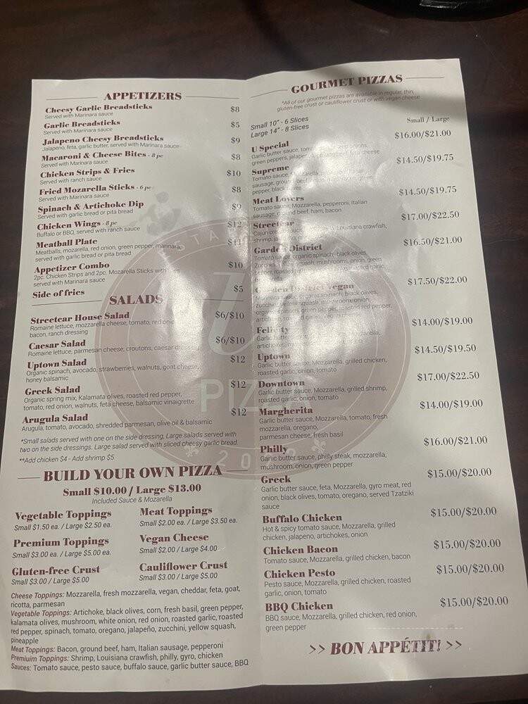U Pizza - New Orleans, LA menu_pic