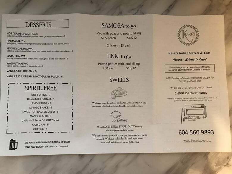 Kesari - Surrey, BC menu_pic