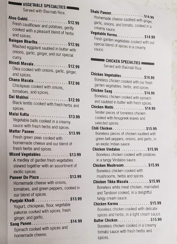 Curry Hut - Milwaukee, WI menu_pic