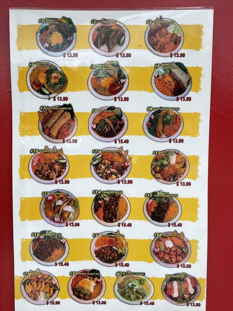 Arsenio's Mexican Food #2 - Tulare, CA menu_pic
