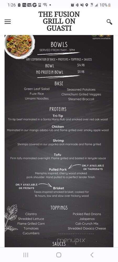 Fusion Grill On Guasti - Ontario, CA menu_pic