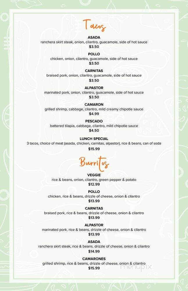Orale! Mexican Cocina - Los Angeles, CA menu_pic