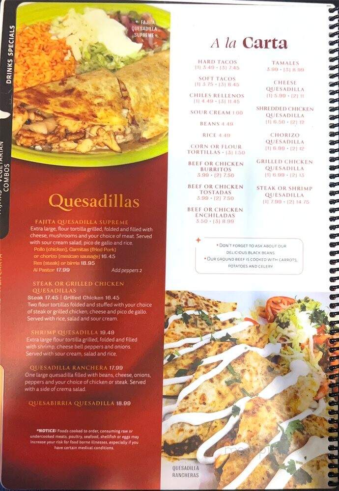 Plaza Mexico - Seekonk, MA menu_pic