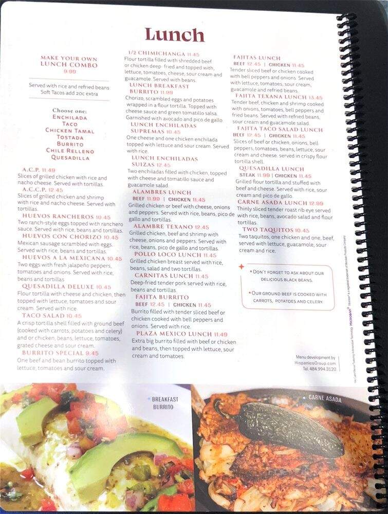 Plaza Mexico - Seekonk, MA menu_pic
