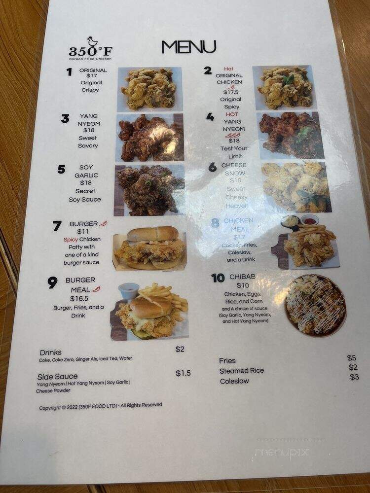 350F Chicken - Vancouver, BC menu_pic