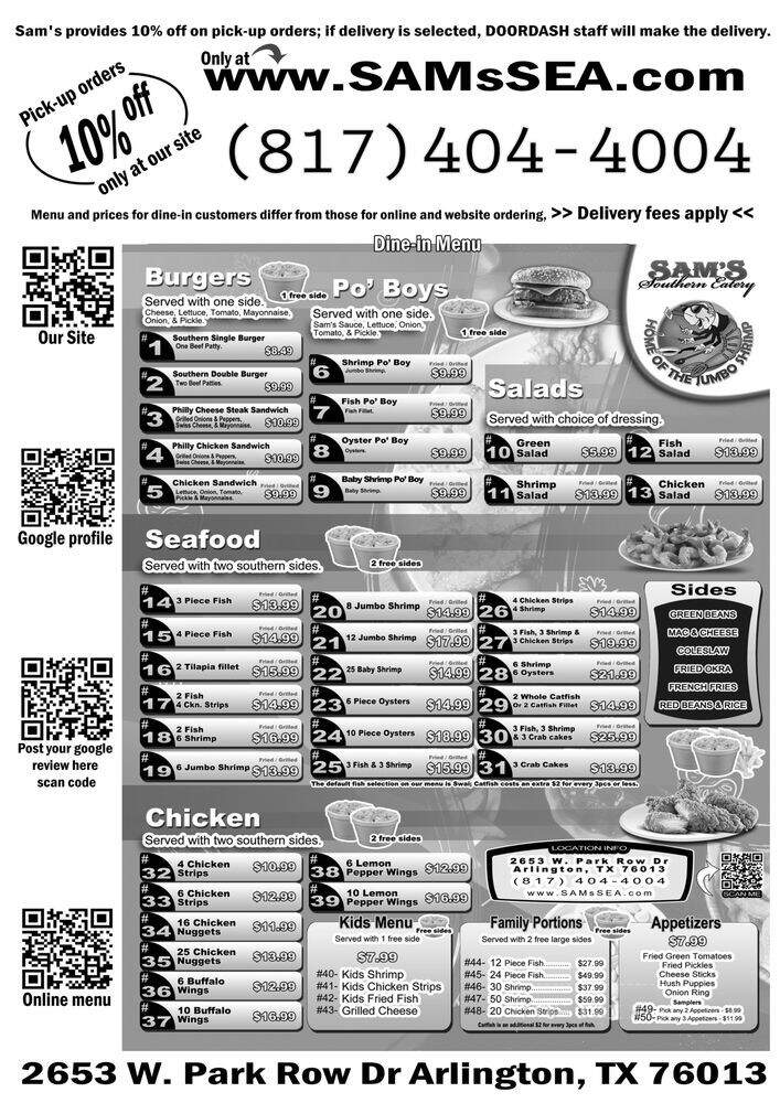Sam's Southern Eatery - Arlington, TX menu_pic