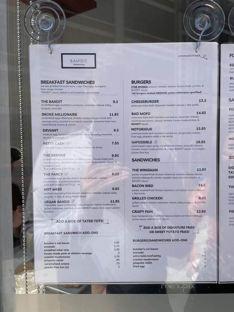 Bandit Dogpatch - San Francisco, CA menu_pic