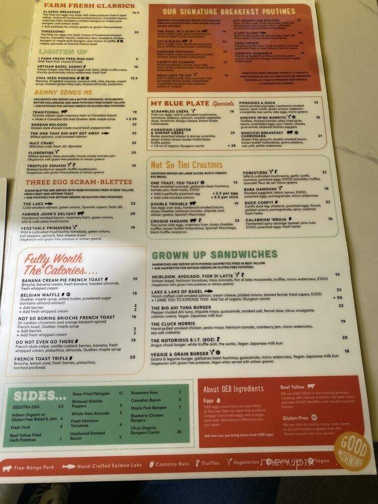 Oeb Breakfast - Langley, BC menu_pic