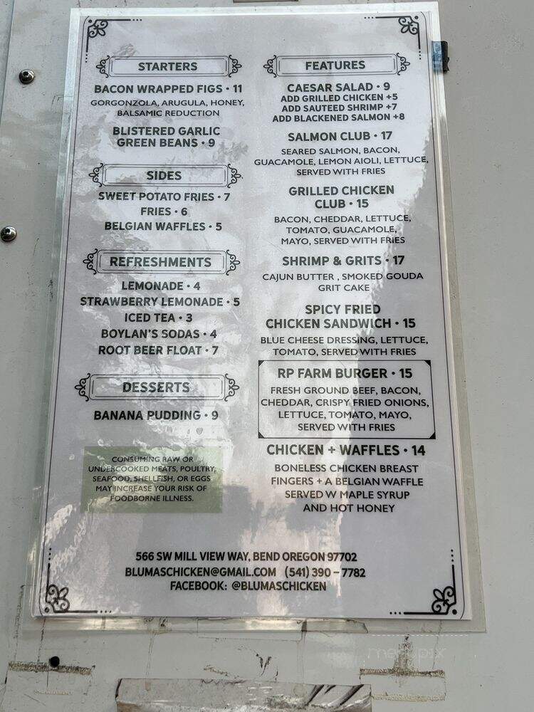 Bluma's - Bend, OR menu_pic