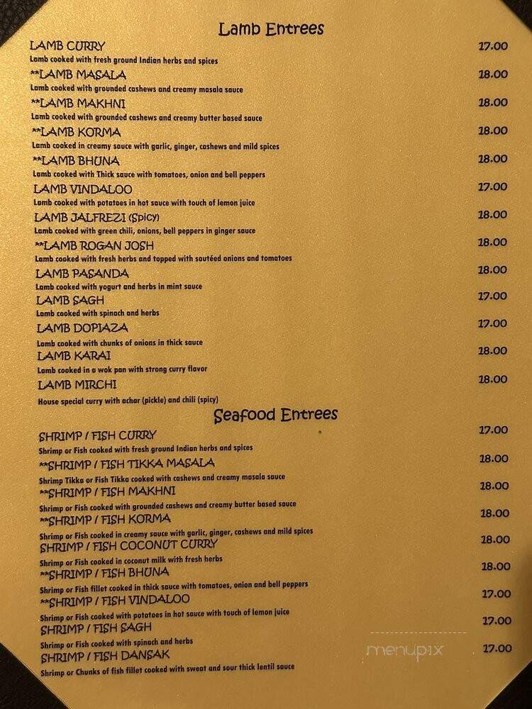 Mirchi Indian Cuisine - Newbury Park, CA menu_pic