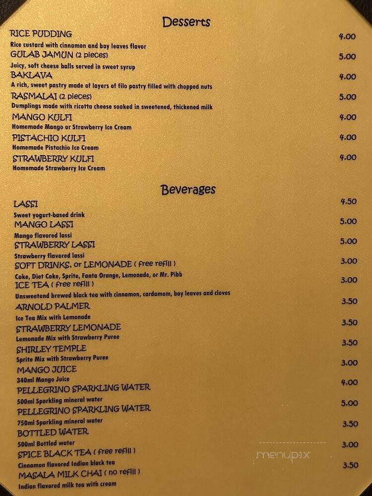 Mirchi Indian Cuisine - Newbury Park, CA menu_pic
