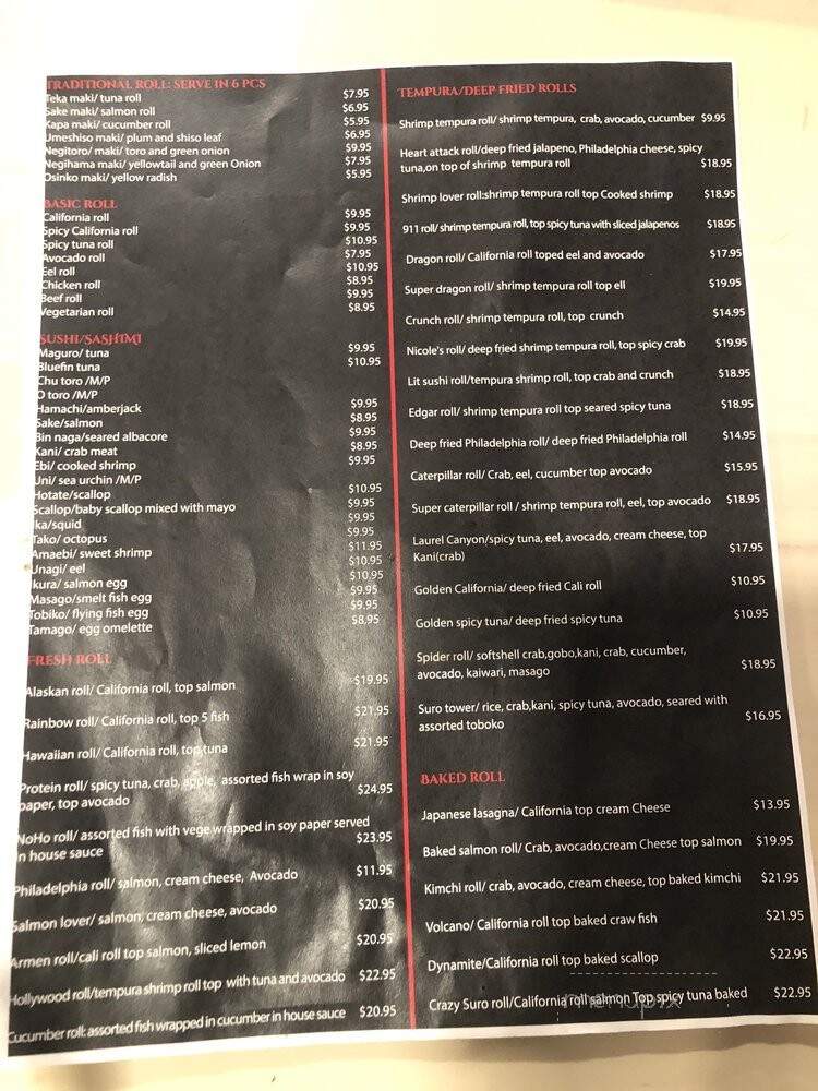 Lit Sushi - North Hollywood, CA menu_pic