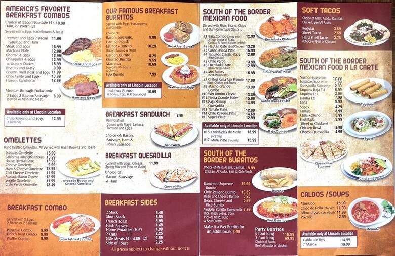 Estrada's Grill - Anaheim, CA menu_pic