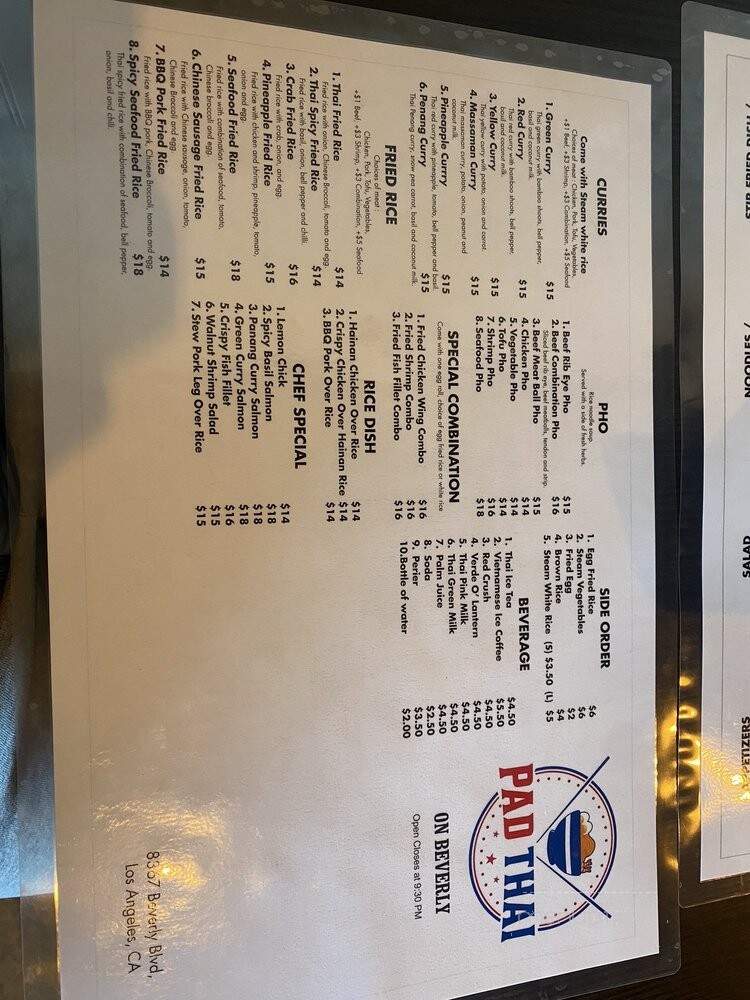 Pad Thai On Beverly - Los Angeles, CA menu_pic