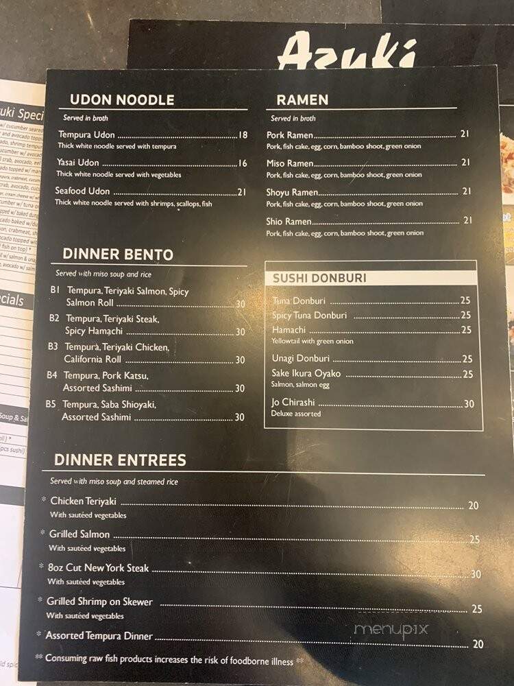 Azuki Sushi Bar - Portland, OR menu_pic