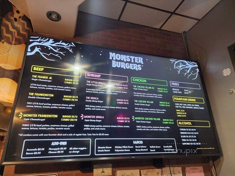 Monster Burgers - Los Angeles, CA menu_pic