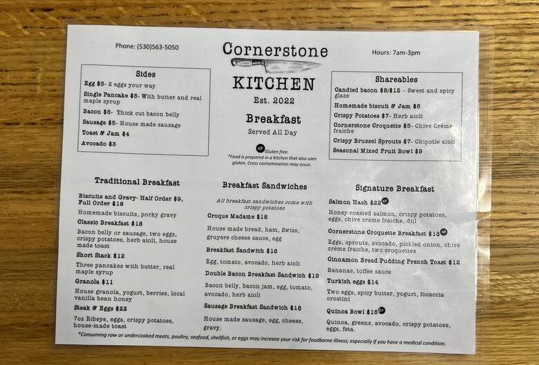 Cornerstone Kitchen - Truckee, CA menu_pic