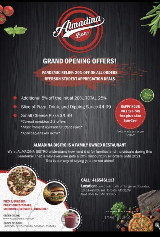 Almadina Bistro - Toronto, ON menu_pic