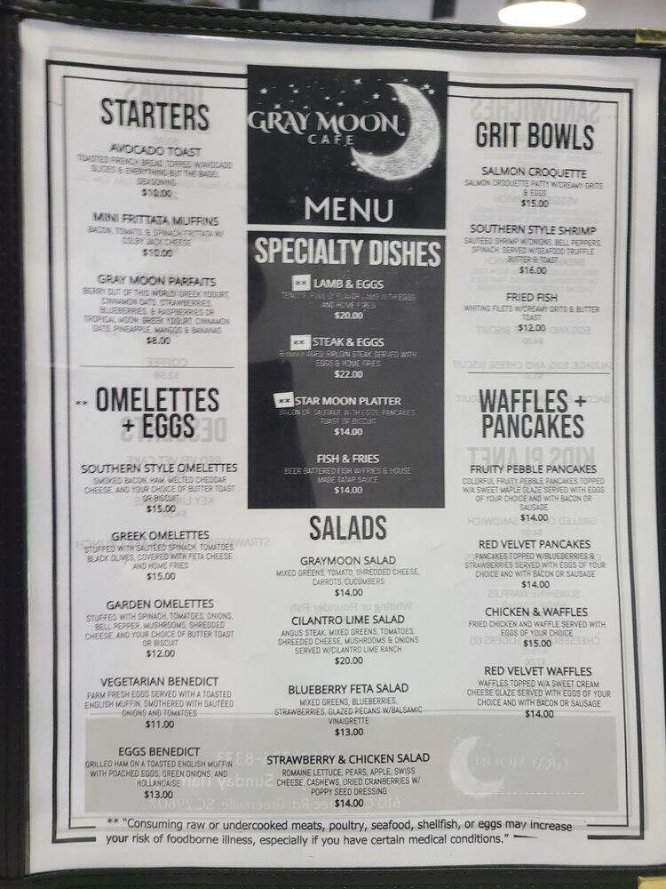 Gray Moon - Greenville, SC menu_pic