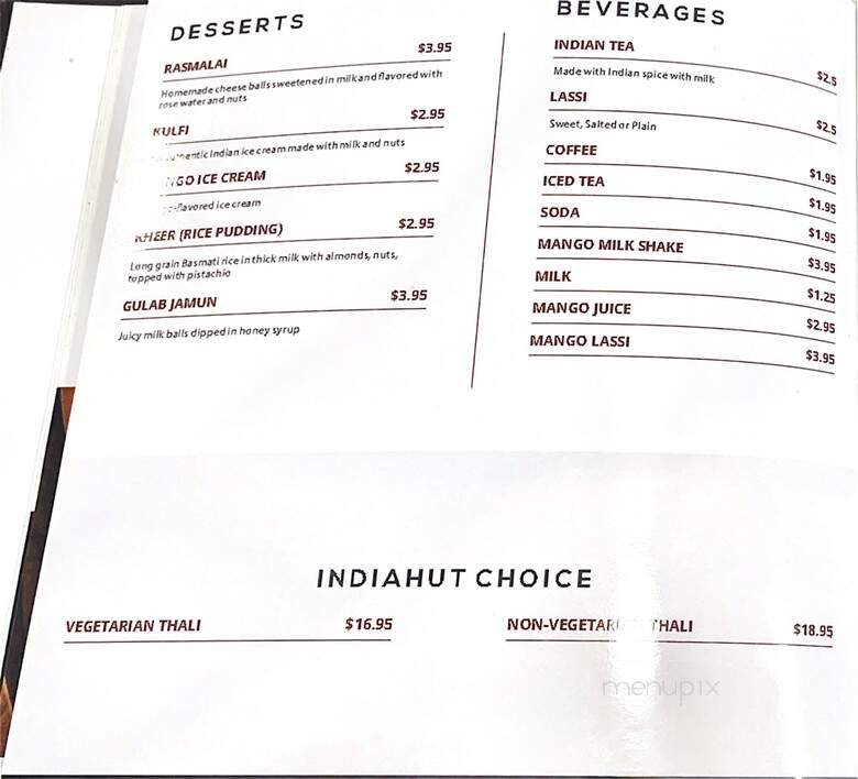 India Hut Restaurant - Indianapolis, IN menu_pic