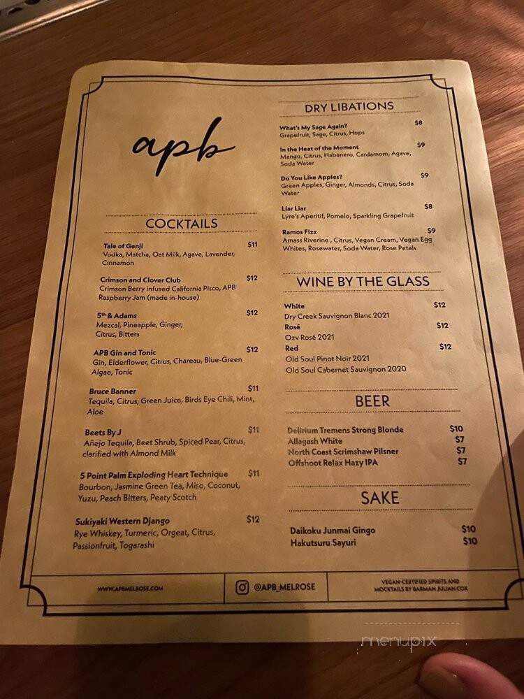 APB - Los Angeles, CA menu_pic