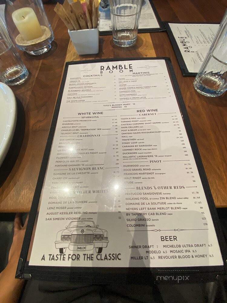 Ramble Room - Dallas, TX menu_pic