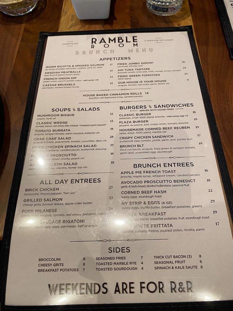 Ramble Room - Dallas, TX menu_pic