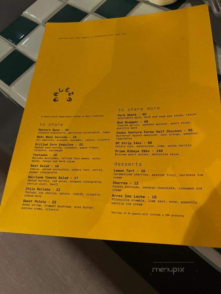Maleza - Palm Springs, CA menu_pic