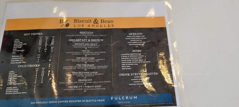 Biscuit & Bean - Los Angeles, CA menu_pic