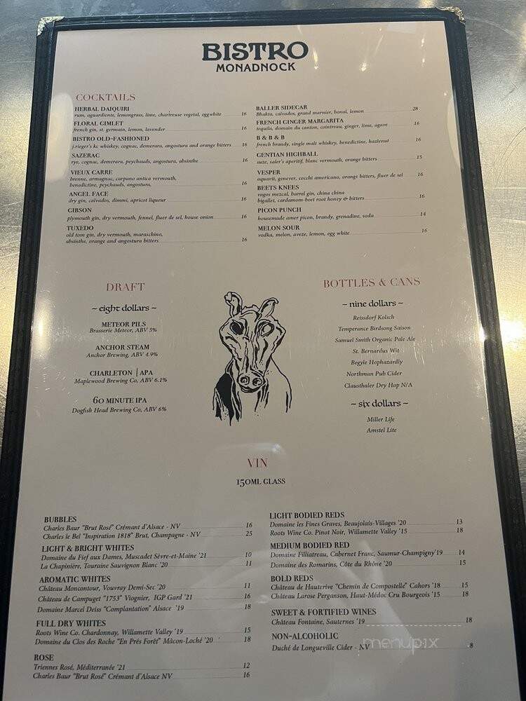 Bistro Monadnock - Chicago, IL menu_pic