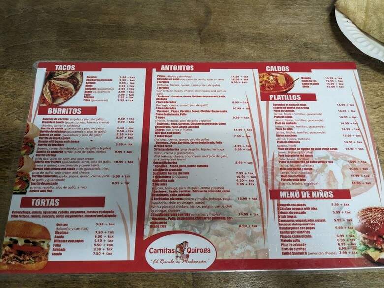 Carnitas Quiroga - National City, CA menu_pic