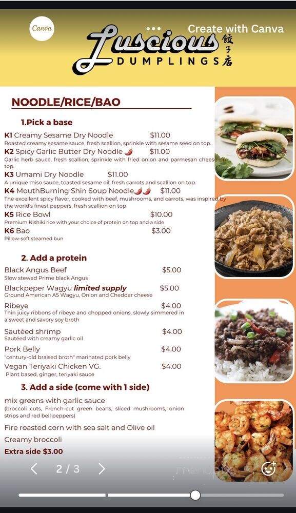 Luscious Dumplings - Anaheim, CA menu_pic