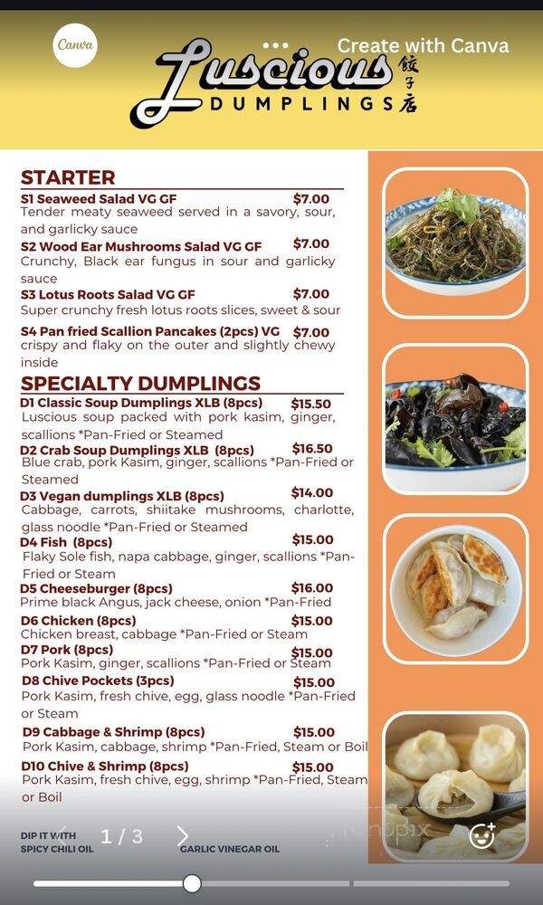Luscious Dumplings - Anaheim, CA menu_pic