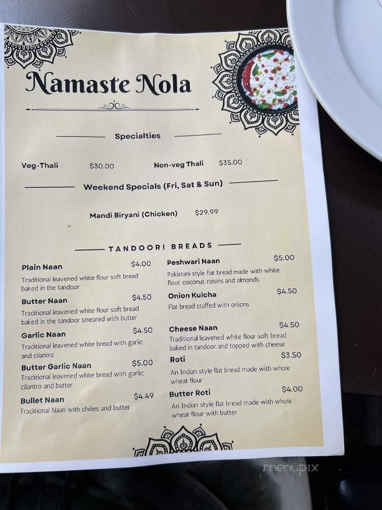 Namaste Nola - New Orleans, LA menu_pic