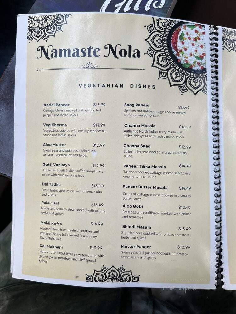 Namaste Nola - New Orleans, LA menu_pic