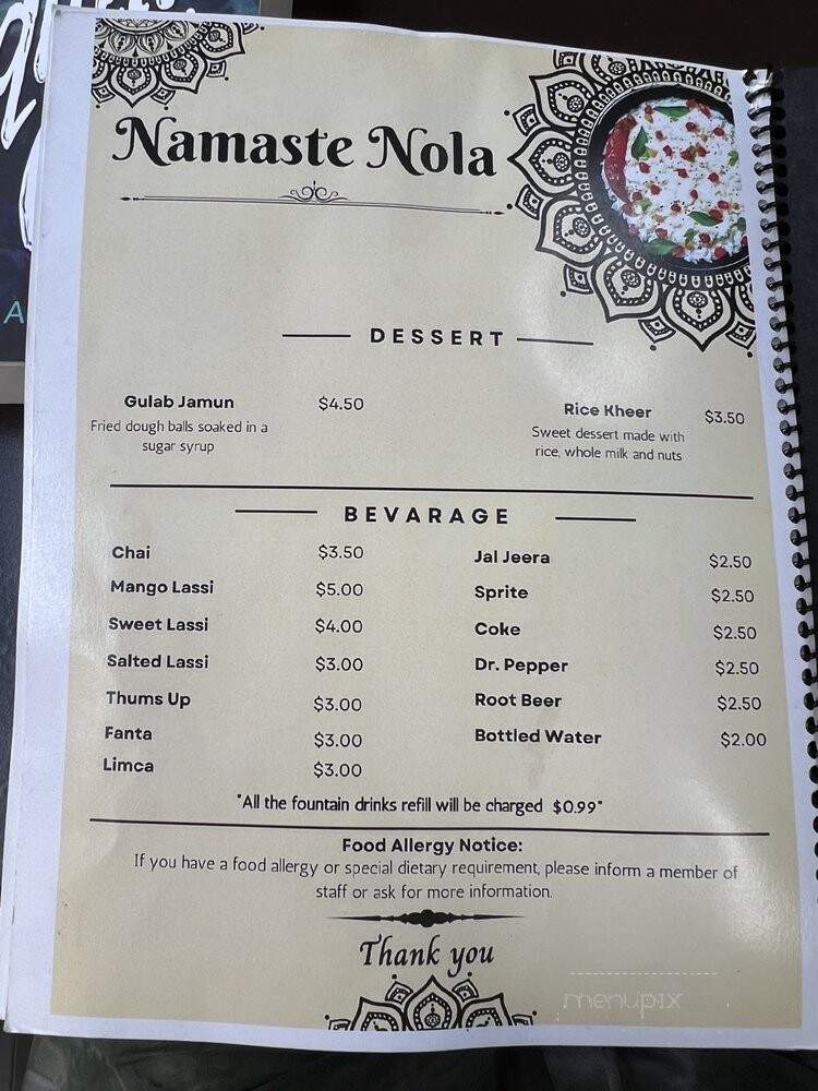 Namaste Nola - New Orleans, LA menu_pic