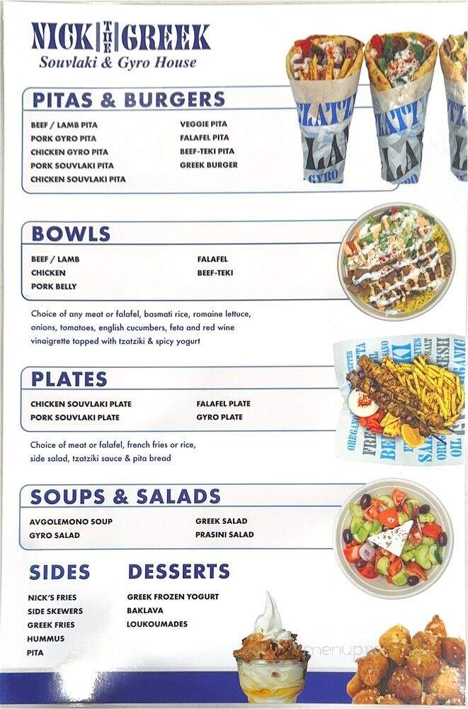 Nick the Greek - Hayward, CA menu_pic