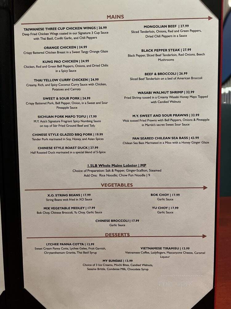 M.Y. Asia - Las Vegas, NV menu_pic