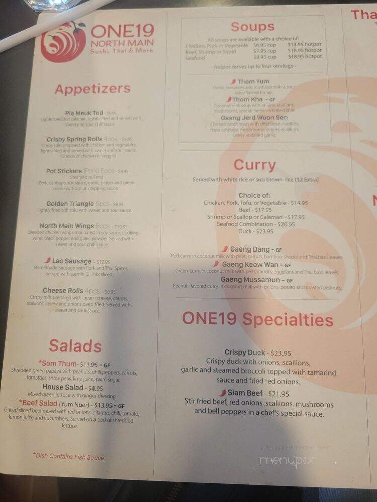 One19 North Main - Mount Holly, NC menu_pic