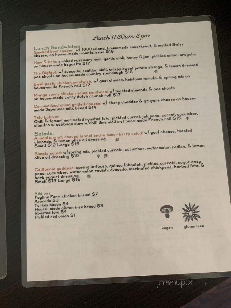 The Grove Cafe & Bakery - Felton, CA menu_pic