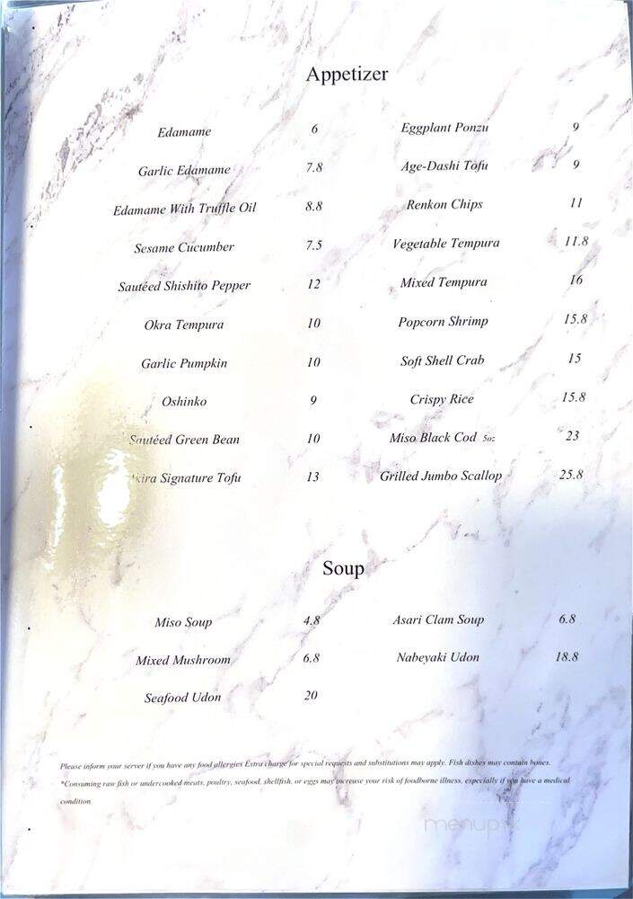Akira Sushi - Los Angeles, CA menu_pic