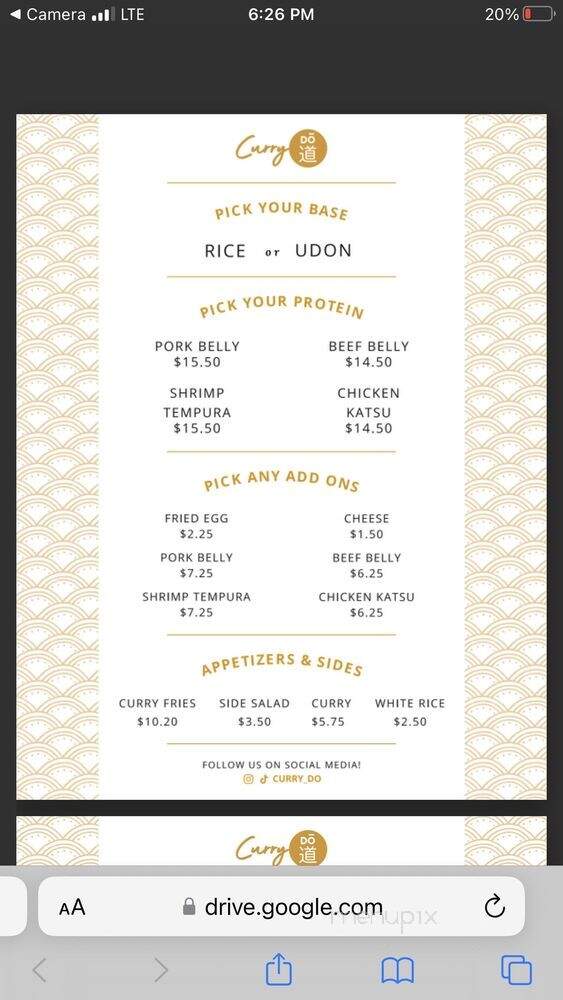 Curry Do - Tustin, CA menu_pic