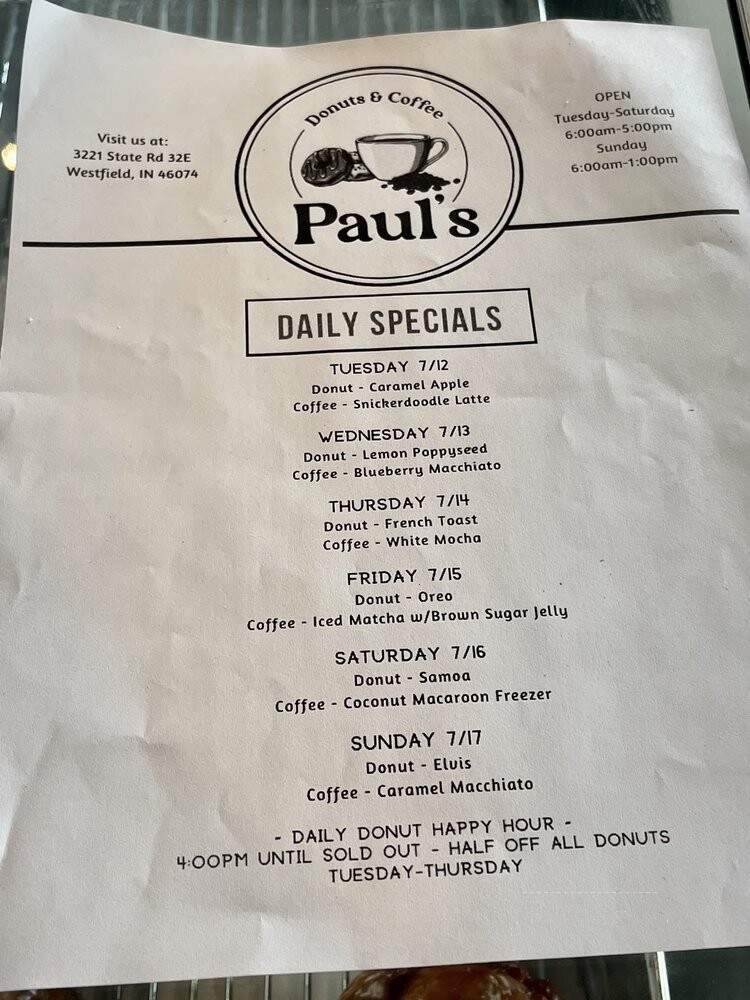 Paul's Donuts & Coffee - Westfield, IN