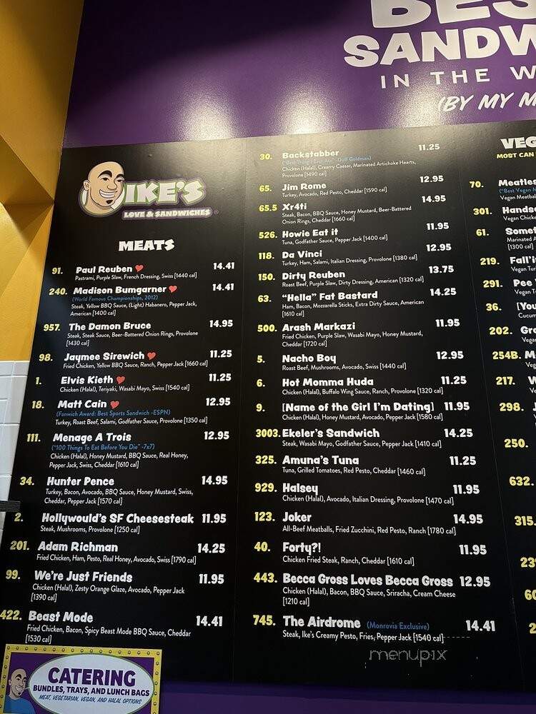 Ike's Love & Sandwiches - Monrovia, CA menu_pic