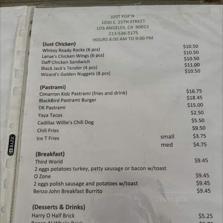 Just Pop'N - Los Angeles, CA menu_pic