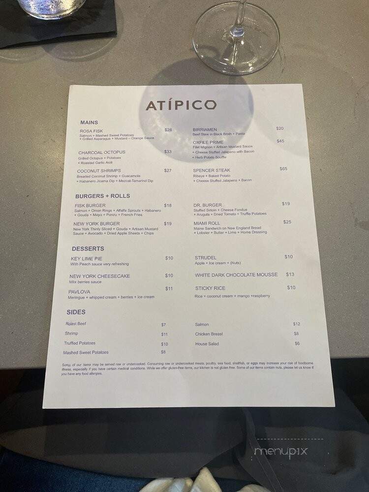 Atipico - Dallas, TX menu_pic